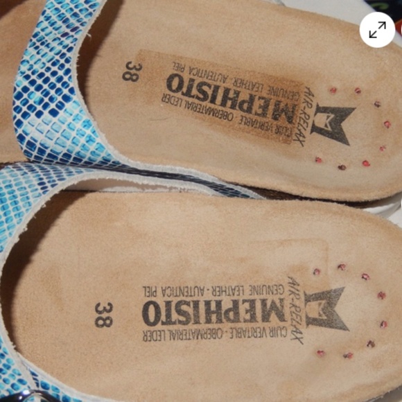 Mephisto Turquoise Blue White Helen Sandals Shoes 38 - Picture 3 of 6